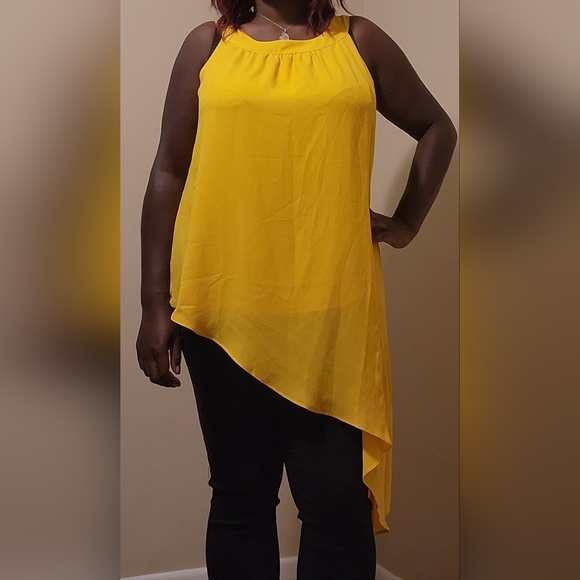 Ashley Stewart Asymmetrical Top Yellow Size 14/16W - Picture 1 of 4